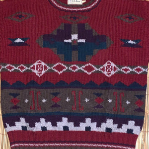 L - Vintage LL Bean 100% Wool Aztec Sweater