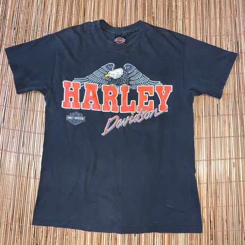 M - Vintage 1990 Harley Davidson Big Logo Eagle Shirt