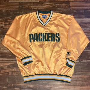 XL - Vintage Green Bay Packers Satin Gold Starter Sweatshirt