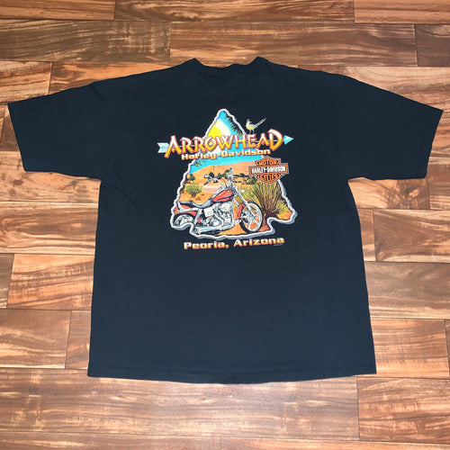 XL - Arrowhead Arizona 2002 Harley Davidson 1/4 Button Shirt