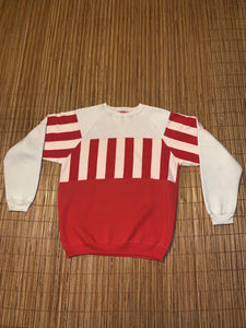 L - Vintage Red & White Striped Sweater